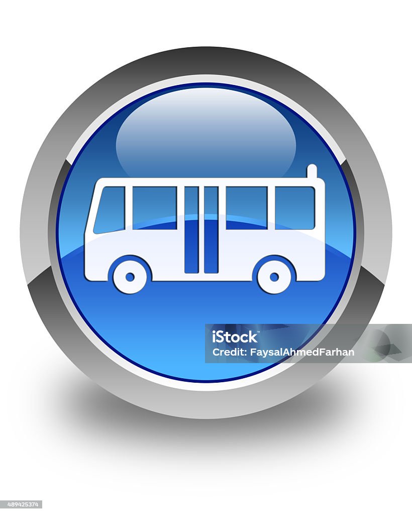 Bus icon glossy blue round button 2015 Stock Photo