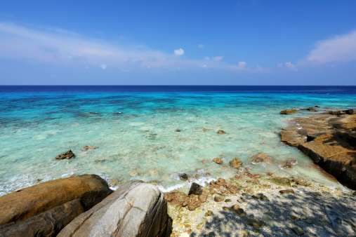 Beautiful blue sea, Clear water sea at tachai island in Phang-Nga, Thailand