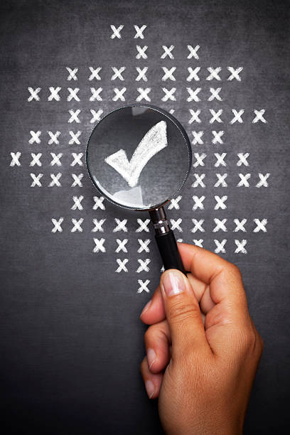 Magnifying glass searching  Yes check mark