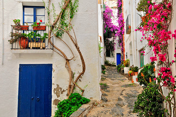 street of Cadaques, Spain stock photo