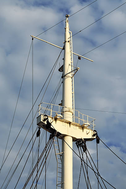 Mast ship Mast ship on the background of cloudless sky gaff sails stock pictures, royalty-free photos & images