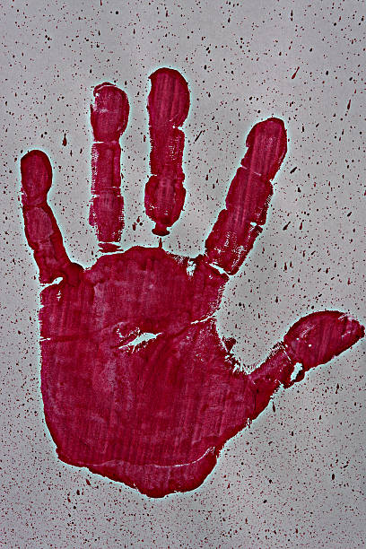 istock Close up of colored hand print on white background 489428372