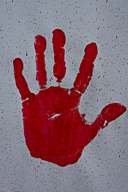 istock Close up of colored hand print on white background 489428490