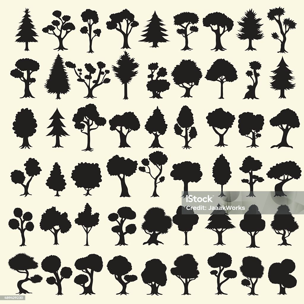 Black trees silhouettes collection 54 black trees silhouettes collection for design. Tree stock vector