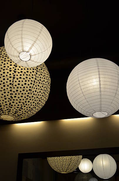 istock The spherical chandeliers luminous spotted 489429313