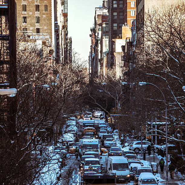 istock Winter traffic on busy streets in Manhattan. 489429404