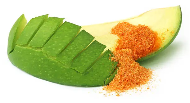 Photo of Sliced green mango with chili powder and salt