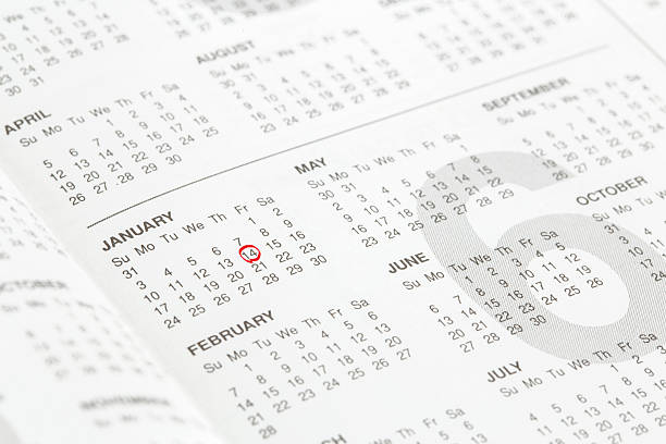 istock Closeup of numbers on calendar page 489430804
