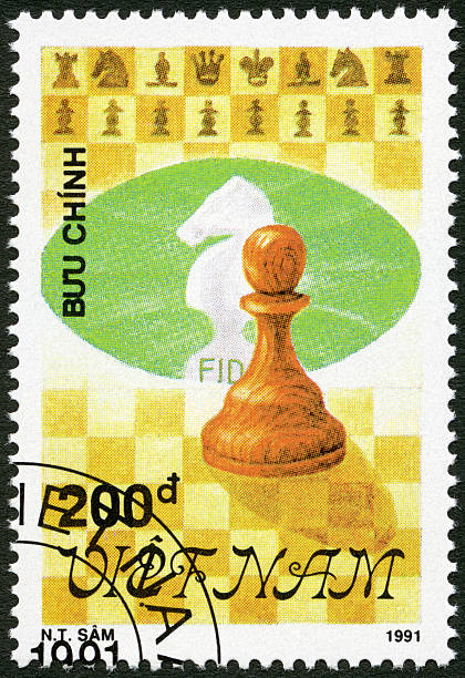 istock Postage stamp Vietnam 1991 shows Pawn 489431037