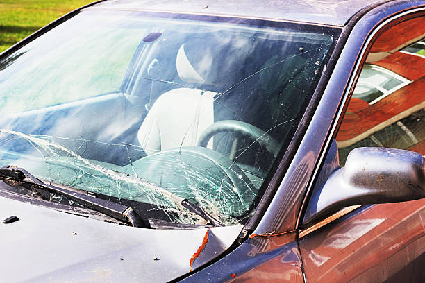 istock Broken glass of a passenger car 489431138