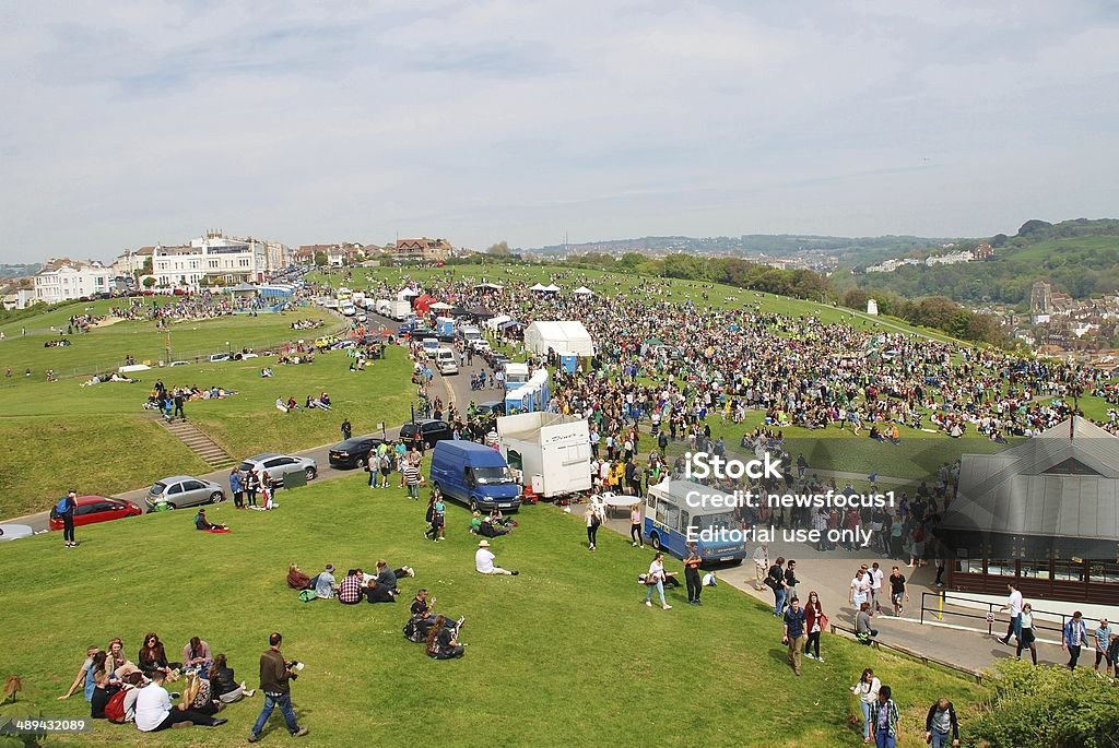 Jack In The Green festival, 2014 Hastings, England - May 5, 2014: People gather on the West Hill at the annual Jack In The Green festival. The traditional festival marks the May Day public holiday in Britain. Annual Event Stock Photo