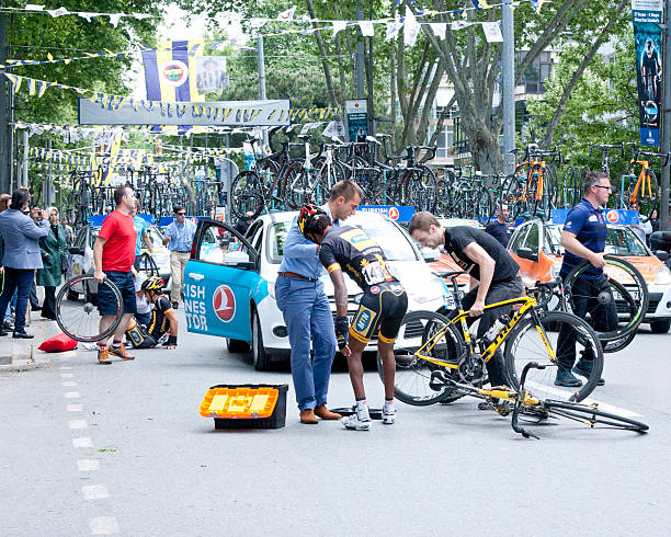 Cycling accident stock photo