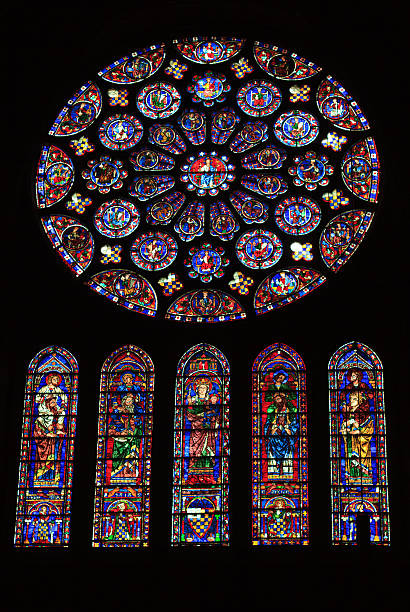 istock Chartres Cathedral Rosette Stained Glass (Interior), France 489436434