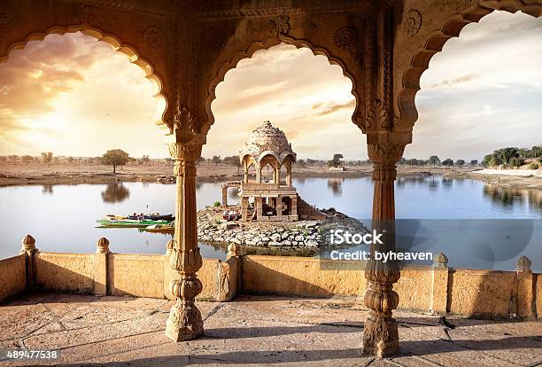 Temple On The Water In India Stock Photo - Download Image Now - India, Travel, Awe