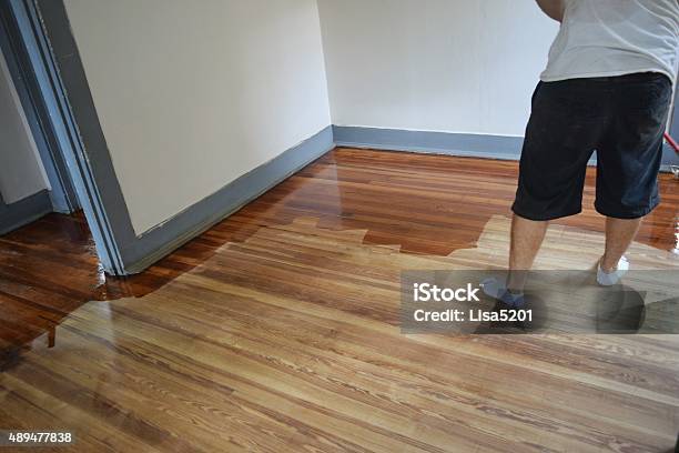Polyurethane Application Stock Photo - Download Image Now - Polyurethane, Flooring, Before and After