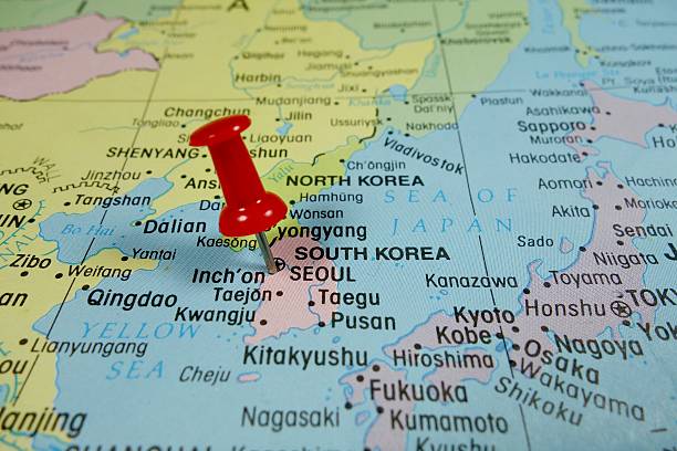 istock Pushpin marking on Seoul, South Korea map 489477890