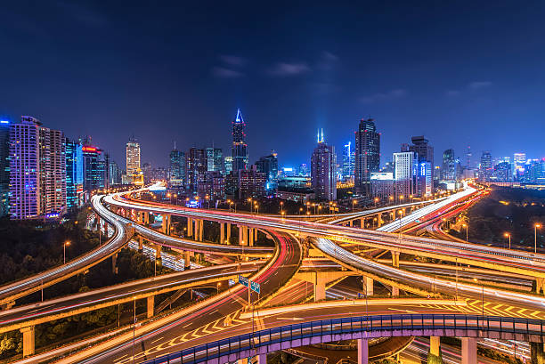 istock Shanghai Highway and skyline 489478402