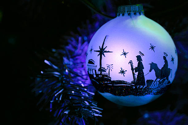 istock Religious: Nativity Scene silhouette on Christmas Ornament 489478602