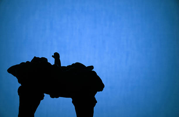 istock Religious: Christmas Nativity silhouette on blue 489478704