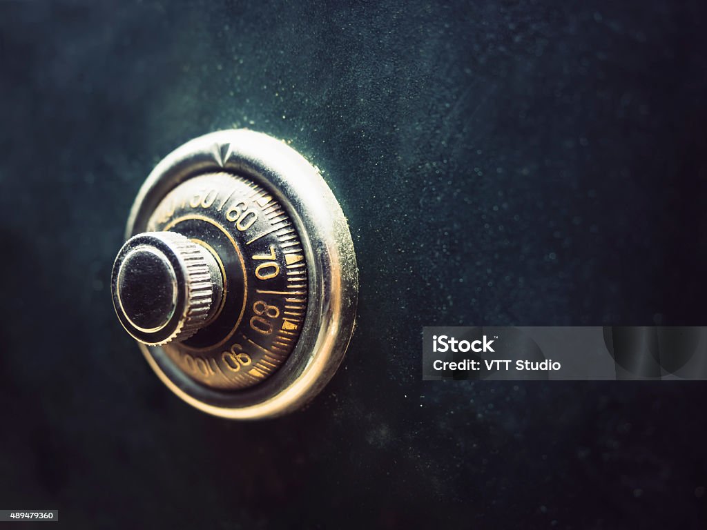 Safe lock code on safety box bank Safe lock code on safety box bank Security background Vaulted Door Stock Photo