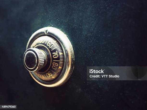 Safe Lock Code On Safety Box Bank Stock Photo - Download Image Now - Vaulted Door, Safe - Security Equipment, Safety