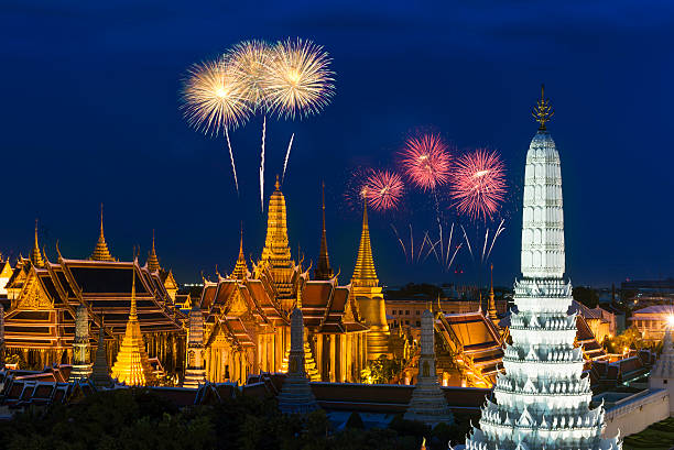 istock beautiful fireworks  Temple of the Emerald Buddha . 489480404