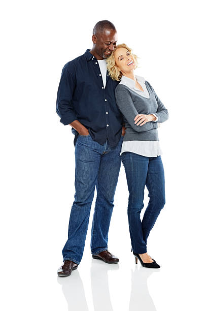 istock Beautiful mature couple standing relaxed on white 489481249