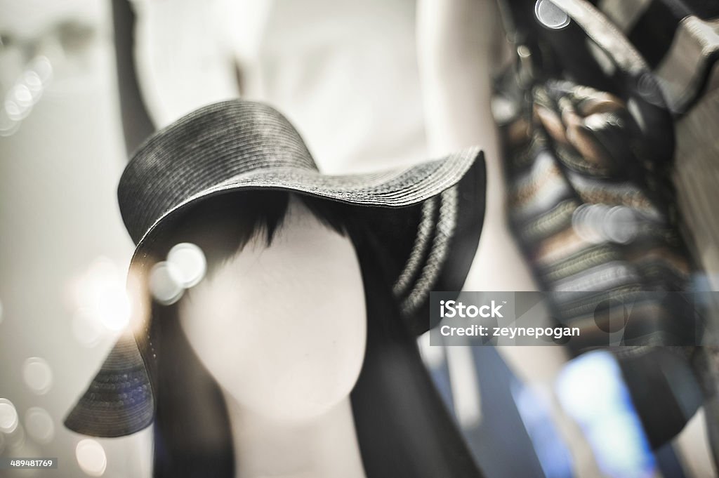 Mannequin Head mannequin head with a hat at a fashion store Boutique Stock Photo