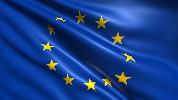 flag of European Union European Union flag with fabric structure european union flag photos stock pictures, royalty-free photos & images