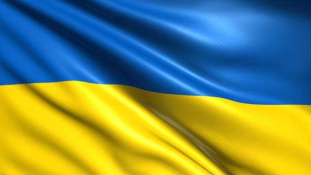 flag of Ukraine Ukrainian flag with fabric structure ukrainian flag stock pictures, royalty-free photos & images