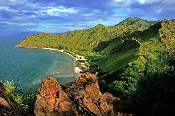 View of the beach around Fatucama Cristo Rei Dili, Timor Leste