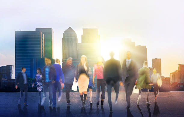 istock Walking people composition, Business and modern life concept 489482694