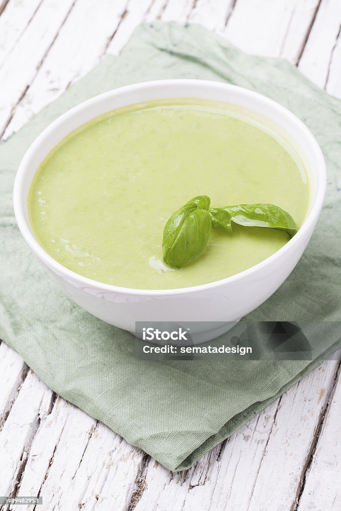 Green soup Soup made of green vegetables Soup Stock Photo