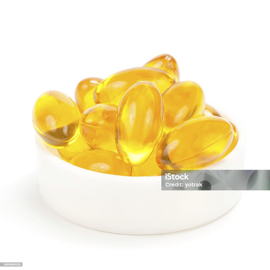 Óleo de Fígado de Bacalhau omega 3 cápsulas de gel - Royalty-free Alimentação Saudável Foto de stock