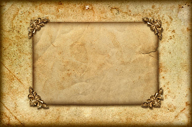 istock grungy card with golden frame corner 489485245