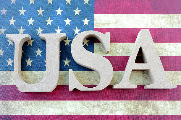 istock USA logo on Stars and Stripes 489485796