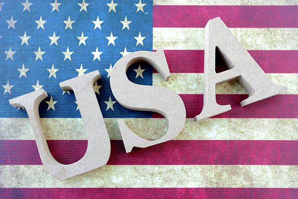 istock USA logo on Stars and Stripes 489485828