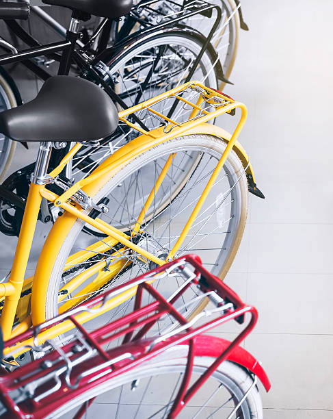 istock Colourful stylish Bicycles Urban transportation 489486338