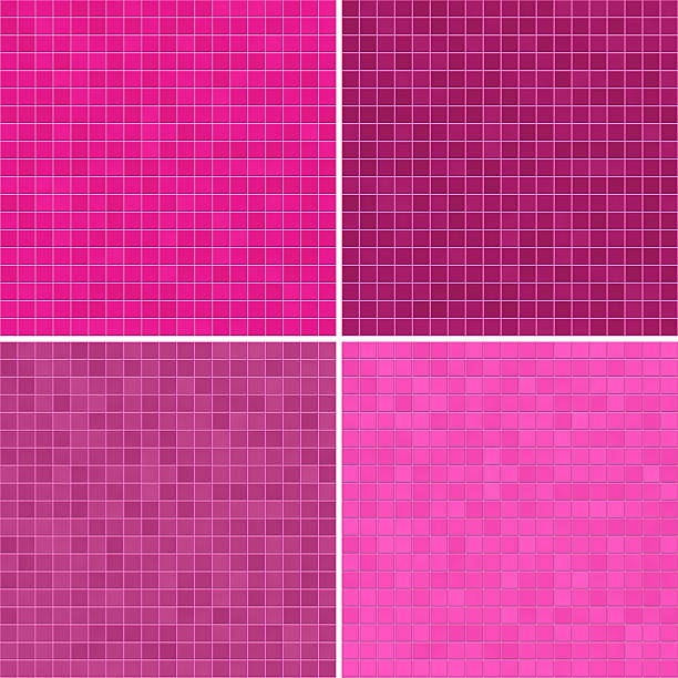 Set of textures pink tile floor. illustration