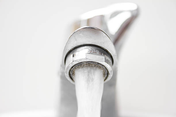 istock Front view of modern style dirty faucet 489487221