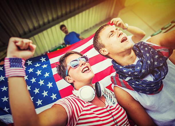 istock Group of Usa supporters 489487272
