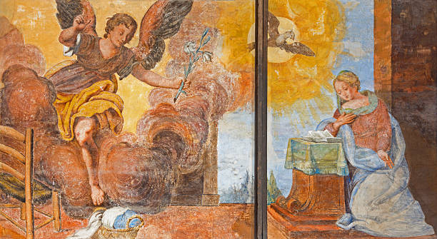 istock Treviso - Fresco of Annunciation in saint Nicholas church 489487345