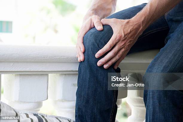 Knee Pain Stock Photo - Download Image Now - Alternative Therapy, Balcony, Bending