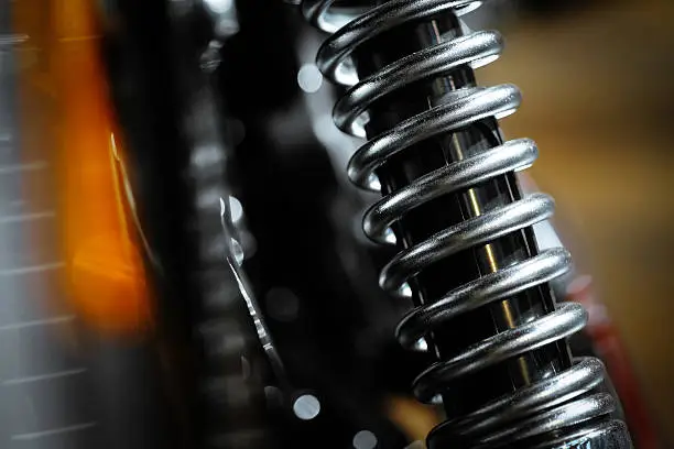 Color shot of a motorcycle shock absorber.