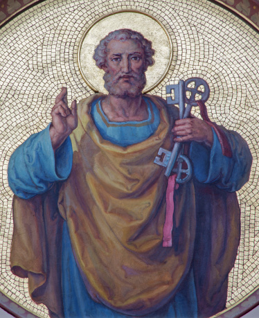 Vienna - Fresco of st. Peter the apostle from begin of 20. cent. by Josef Kastner from Carmelites church in Dobling