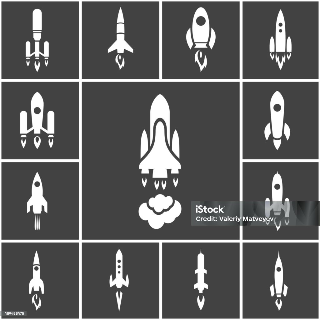 Rocket set White rocket icons set, vector eps10 illustration Rocketship stock vector