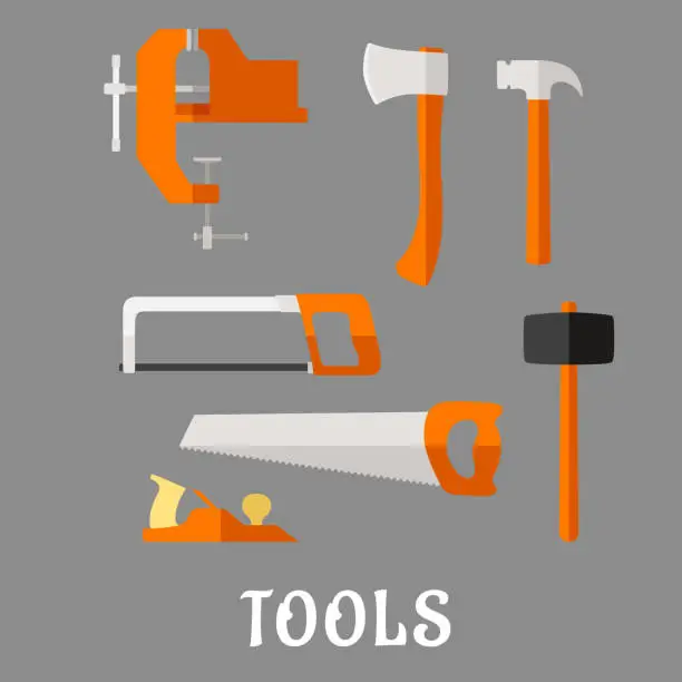 Vector illustration of Carpenter and DIY tool flat icons