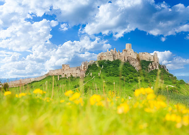 Spis castle at spring stock photo