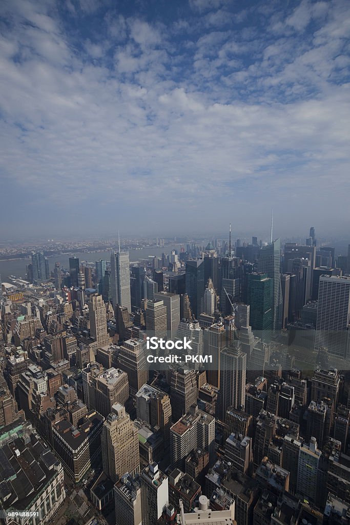 New York City New York City Skyline on a hazy morning Aerial View Stock Photo