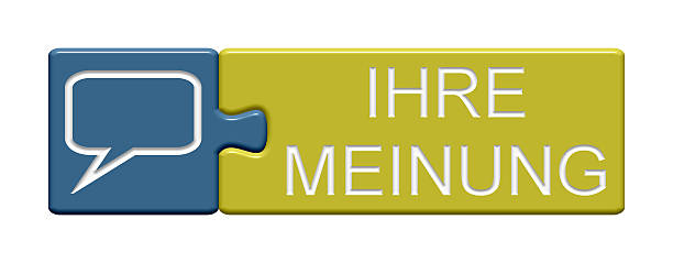 istock Puzzle Button showing your opinion german 489491204